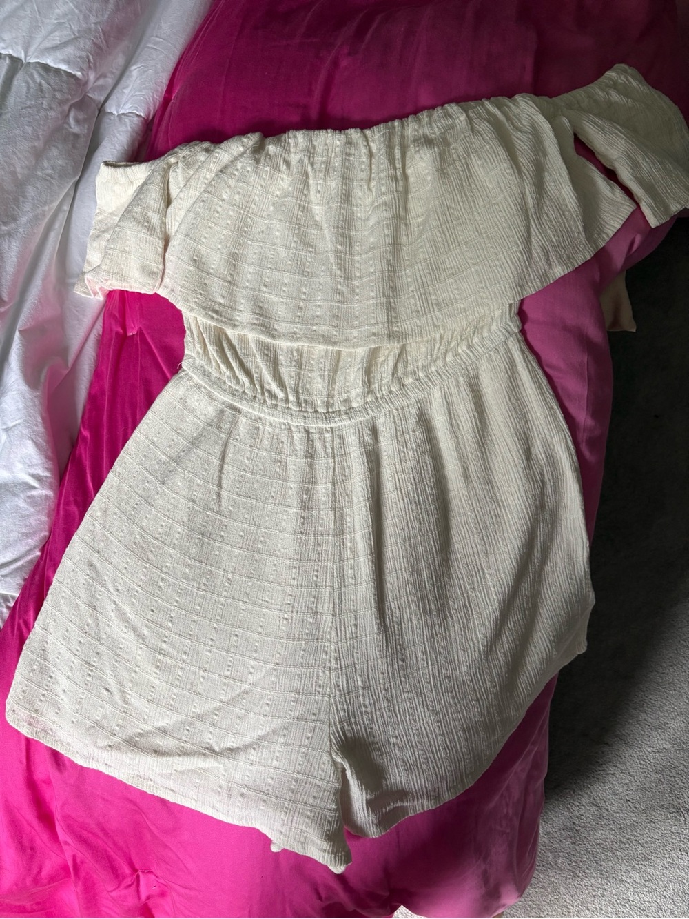 Roxy White Off-Shoulder Ruffle Romper - Picture 2 of 2